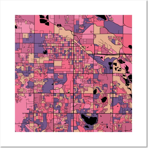 Fort Collins Map Pattern in Purple & Pink Wall Art by PatternMaps